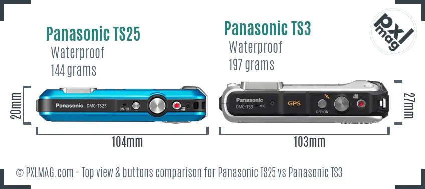 Panasonic TS25 vs Panasonic TS3 top view buttons comparison