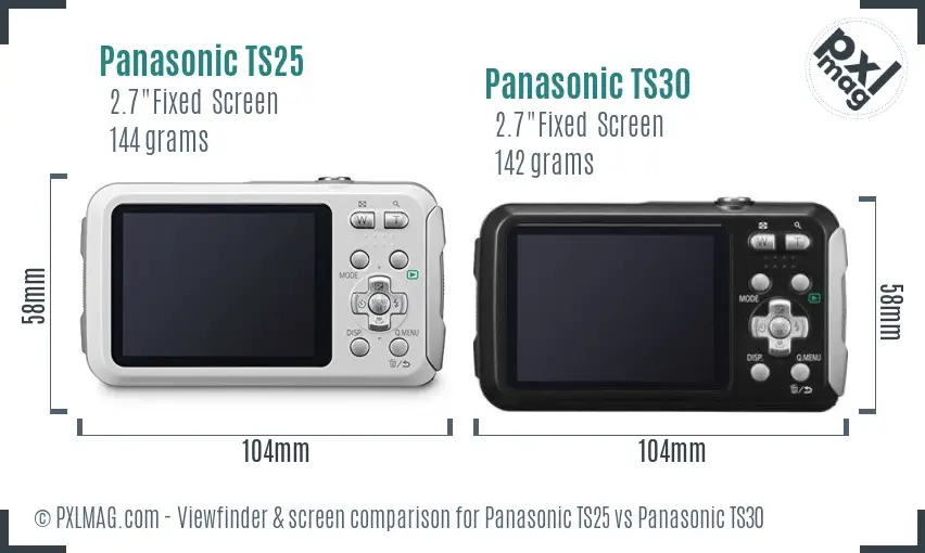 Panasonic TS25 vs Panasonic TS30 Screen and Viewfinder comparison