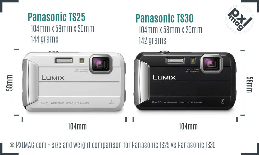 Panasonic TS25 vs Panasonic TS30 size comparison