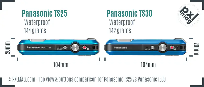 Panasonic TS25 vs Panasonic TS30 top view buttons comparison