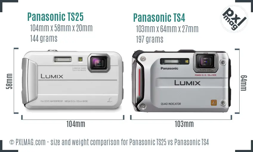 Panasonic TS25 vs Panasonic TS4 size comparison