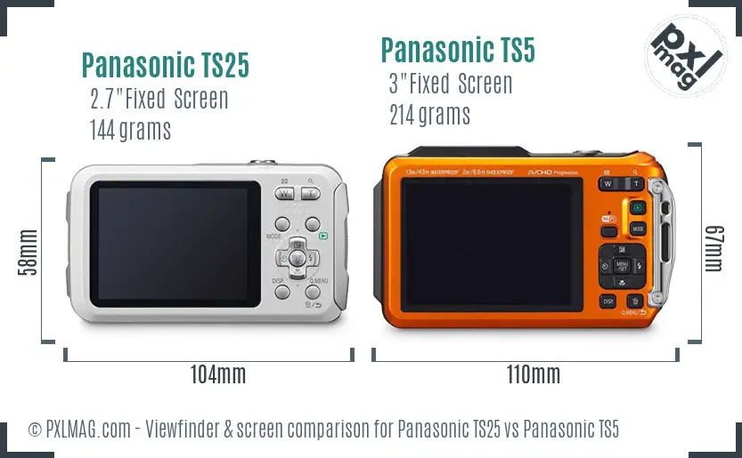 Panasonic TS25 vs Panasonic TS5 Screen and Viewfinder comparison