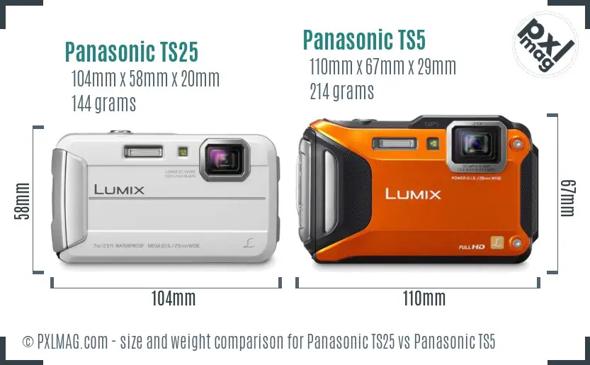 Panasonic TS25 vs Panasonic TS5 size comparison