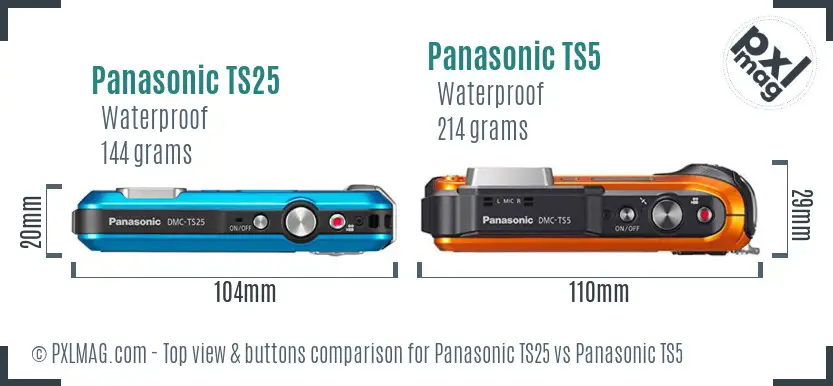 Panasonic TS25 vs Panasonic TS5 top view buttons comparison
