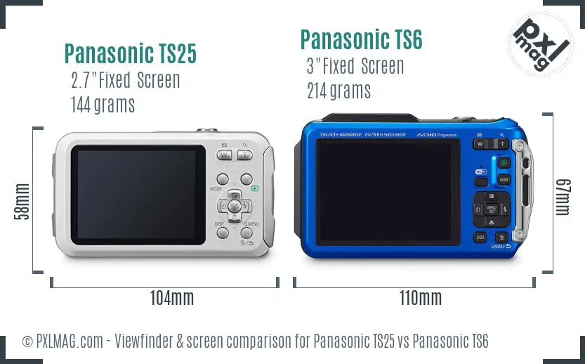 Panasonic TS25 vs Panasonic TS6 Screen and Viewfinder comparison
