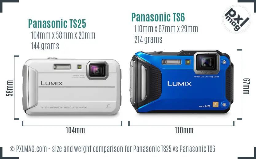 Panasonic TS25 vs Panasonic TS6 size comparison