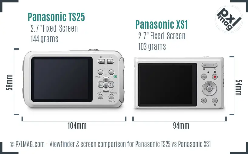 Panasonic TS25 vs Panasonic XS1 Screen and Viewfinder comparison