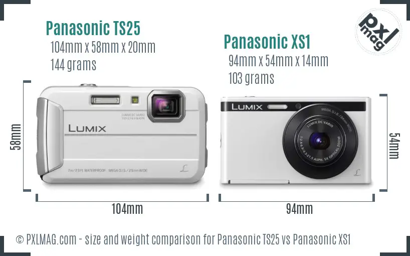 Panasonic TS25 vs Panasonic XS1 size comparison