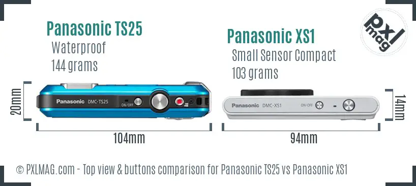 Panasonic TS25 vs Panasonic XS1 top view buttons comparison
