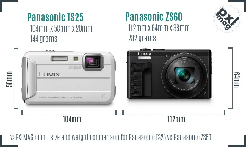 Panasonic TS25 vs Panasonic ZS60 size comparison