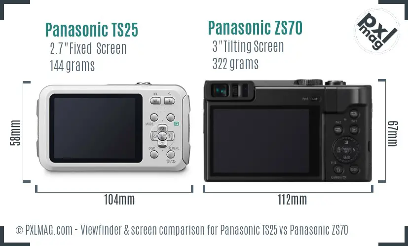 Panasonic TS25 vs Panasonic ZS70 Screen and Viewfinder comparison