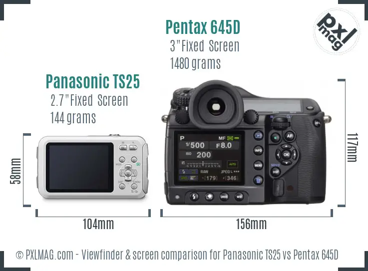 Panasonic TS25 vs Pentax 645D Screen and Viewfinder comparison