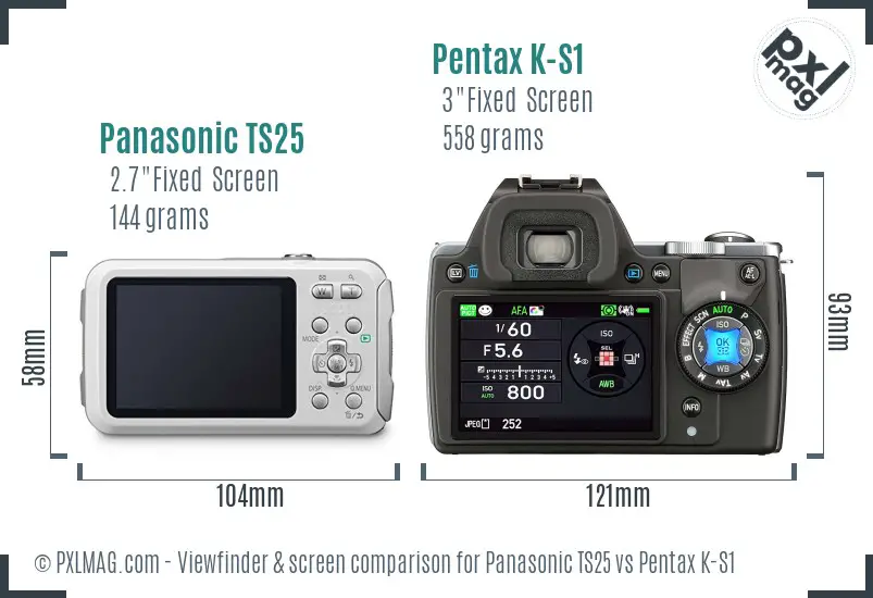 Panasonic TS25 vs Pentax K-S1 Screen and Viewfinder comparison