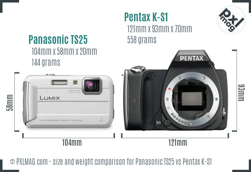 Panasonic TS25 vs Pentax K-S1 size comparison