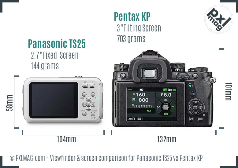 Panasonic TS25 vs Pentax KP Screen and Viewfinder comparison
