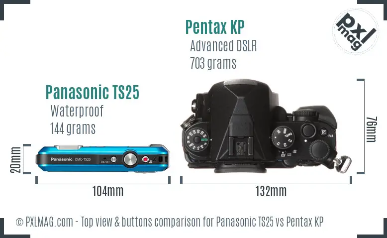 Panasonic TS25 vs Pentax KP top view buttons comparison