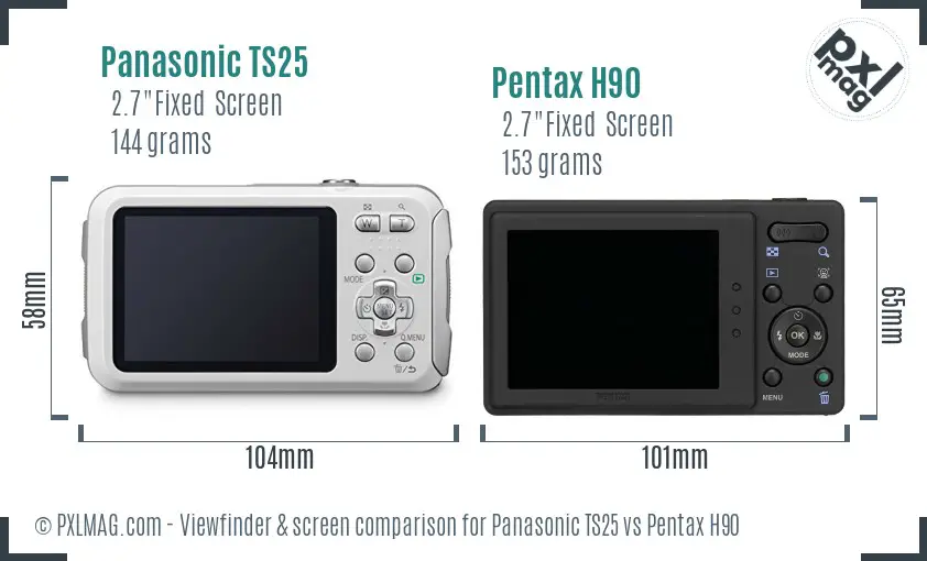 Panasonic TS25 vs Pentax H90 Screen and Viewfinder comparison