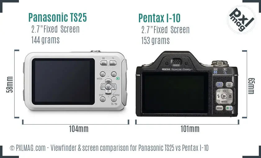 Panasonic TS25 vs Pentax I-10 Screen and Viewfinder comparison