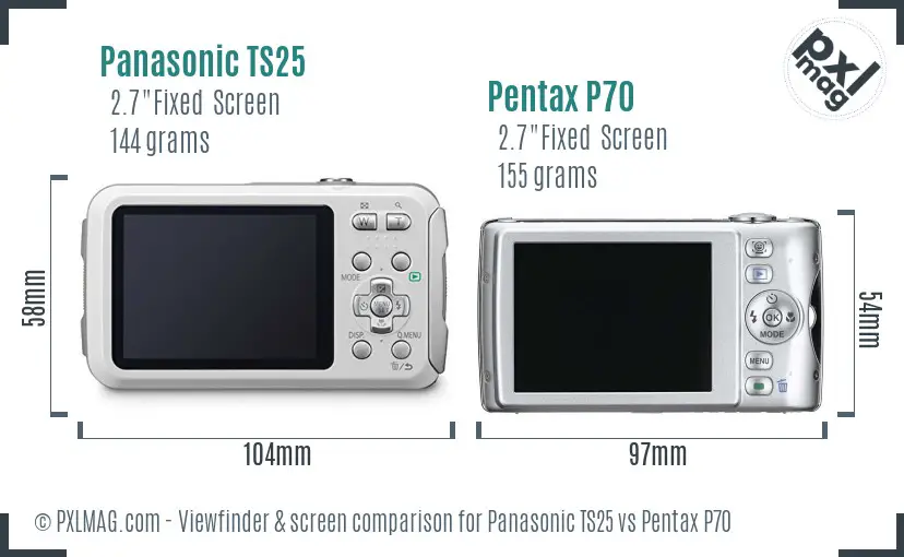 Panasonic TS25 vs Pentax P70 Screen and Viewfinder comparison