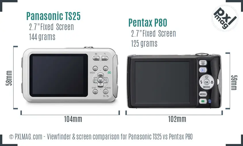 Panasonic TS25 vs Pentax P80 Screen and Viewfinder comparison