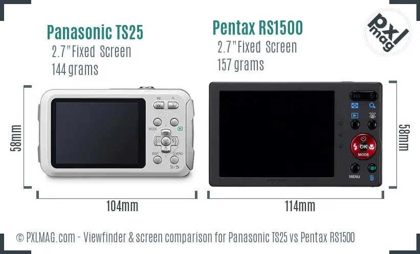 Panasonic TS25 vs Pentax RS1500 Screen and Viewfinder comparison