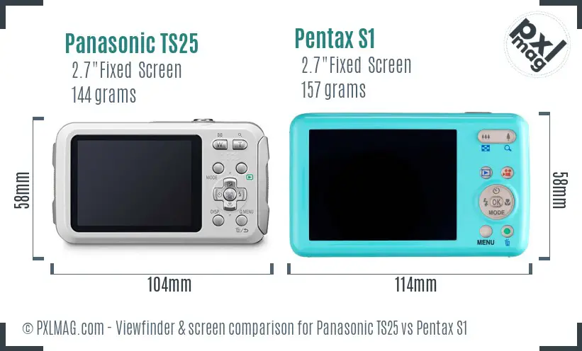 Panasonic TS25 vs Pentax S1 Screen and Viewfinder comparison