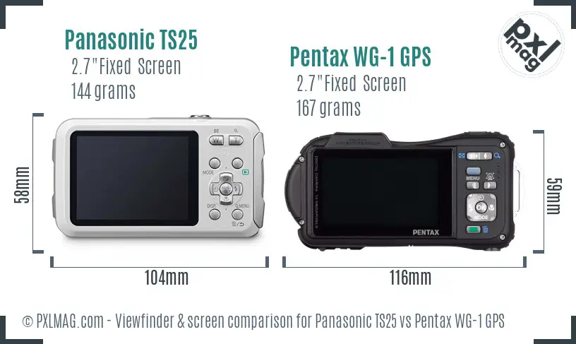 Panasonic TS25 vs Pentax WG-1 GPS Screen and Viewfinder comparison