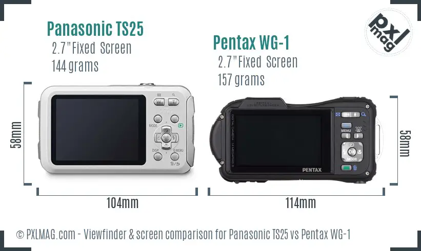 Panasonic TS25 vs Pentax WG-1 Screen and Viewfinder comparison