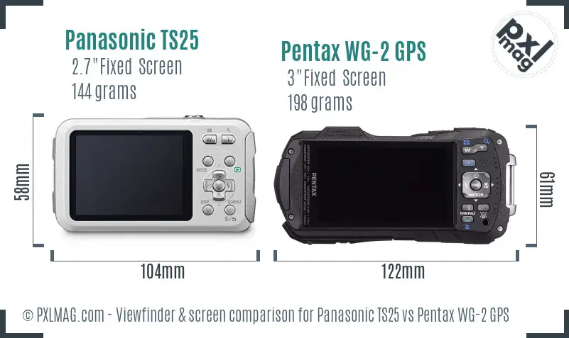 Panasonic TS25 vs Pentax WG-2 GPS Screen and Viewfinder comparison