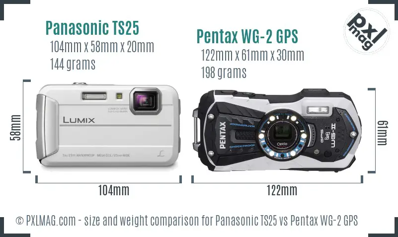 Panasonic TS25 vs Pentax WG-2 GPS size comparison