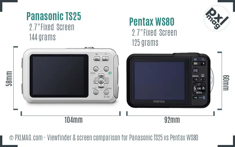 Panasonic TS25 vs Pentax WS80 Screen and Viewfinder comparison