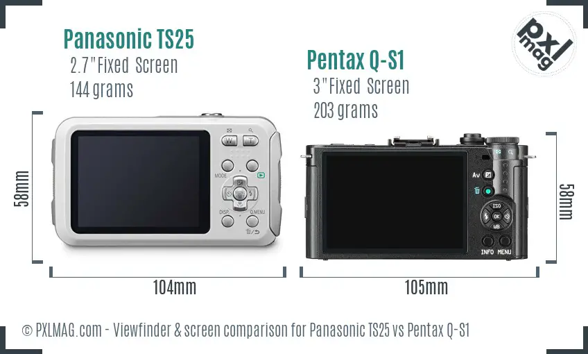 Panasonic TS25 vs Pentax Q-S1 Screen and Viewfinder comparison
