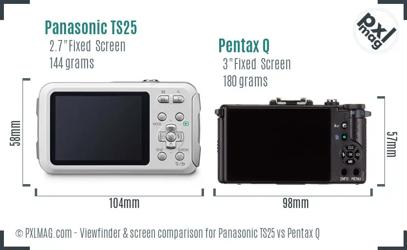 Panasonic TS25 vs Pentax Q Screen and Viewfinder comparison