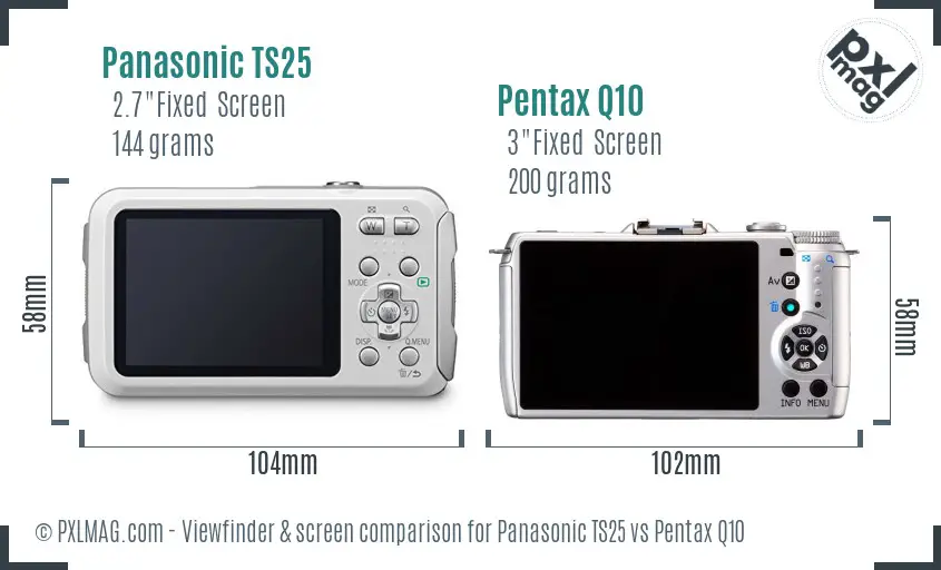 Panasonic TS25 vs Pentax Q10 Screen and Viewfinder comparison