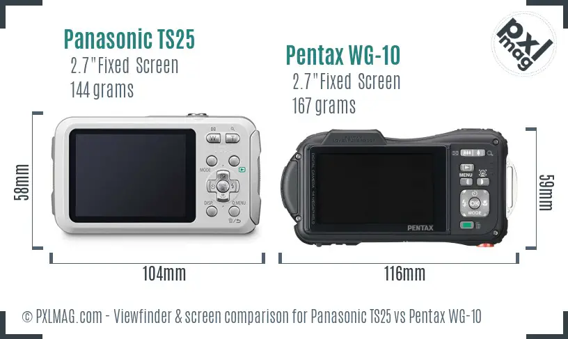 Panasonic TS25 vs Pentax WG-10 Screen and Viewfinder comparison