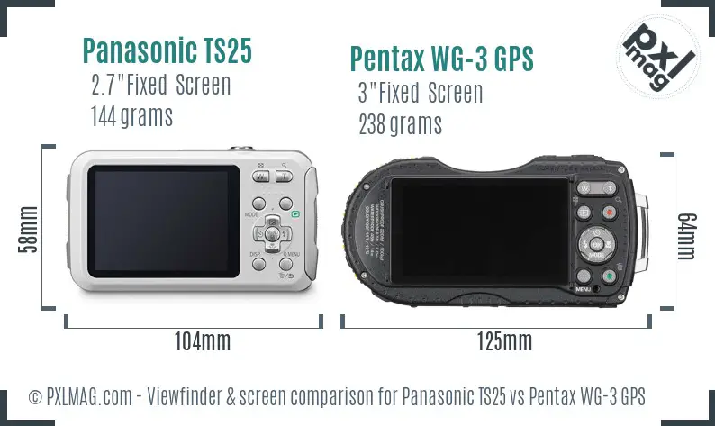 Panasonic TS25 vs Pentax WG-3 GPS Screen and Viewfinder comparison