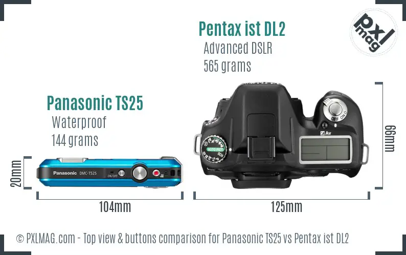 Panasonic TS25 vs Pentax ist DL2 top view buttons comparison