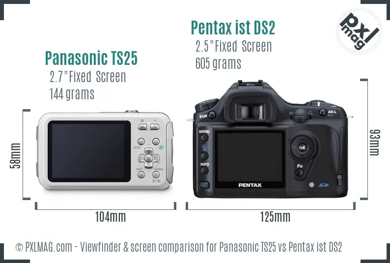 Panasonic TS25 vs Pentax ist DS2 Screen and Viewfinder comparison