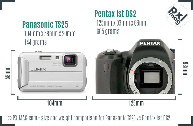 Panasonic TS25 vs Pentax ist DS2 size comparison