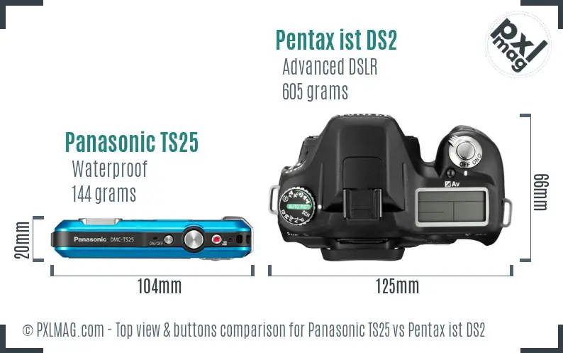 Panasonic TS25 vs Pentax ist DS2 top view buttons comparison