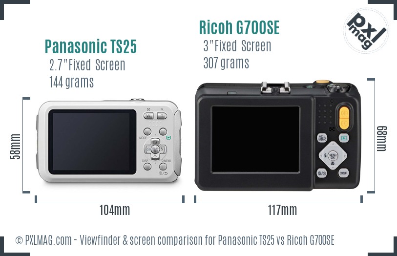 Panasonic TS25 vs Ricoh G700SE Screen and Viewfinder comparison