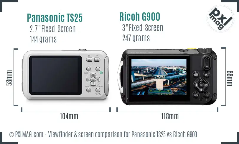 Panasonic TS25 vs Ricoh G900 Screen and Viewfinder comparison