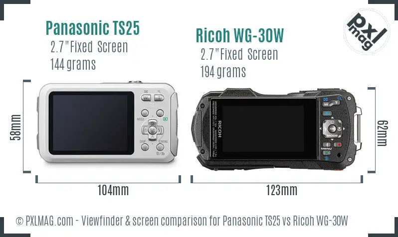 Panasonic TS25 vs Ricoh WG-30W Screen and Viewfinder comparison