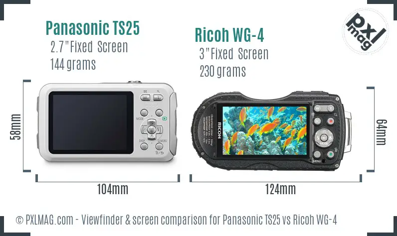 Panasonic TS25 vs Ricoh WG-4 Screen and Viewfinder comparison