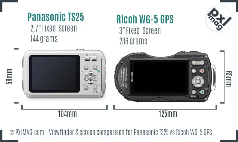 Panasonic TS25 vs Ricoh WG-5 GPS Screen and Viewfinder comparison