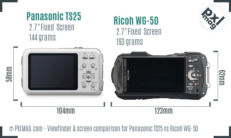 Panasonic TS25 vs Ricoh WG-50 Screen and Viewfinder comparison