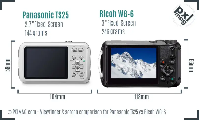 Panasonic TS25 vs Ricoh WG-6 Screen and Viewfinder comparison