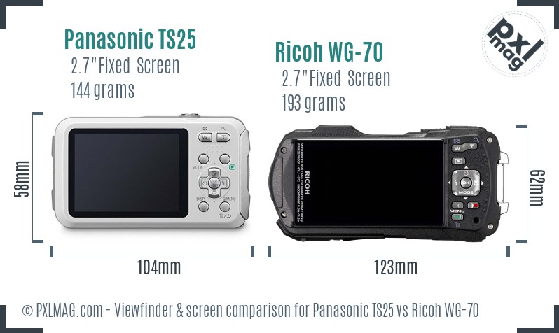 Panasonic TS25 vs Ricoh WG-70 Screen and Viewfinder comparison