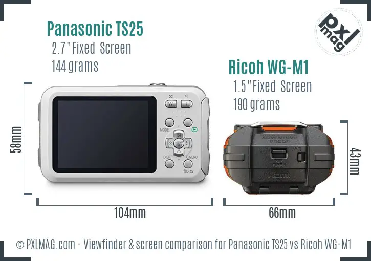 Panasonic TS25 vs Ricoh WG-M1 Screen and Viewfinder comparison