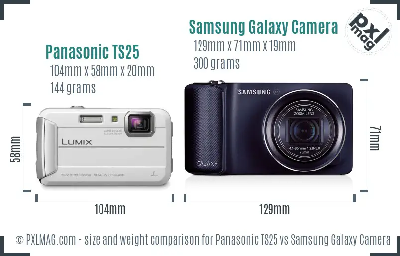Panasonic TS25 vs Samsung Galaxy Camera size comparison Panasonic TS25 vs Samsung Galaxy Camera size comparison